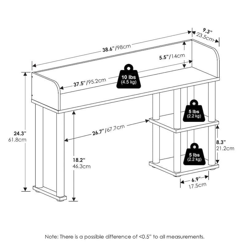 Étagère de bureau classique à 3 niveaux pour le rangement, organiseur de bureau, blanc/blanc