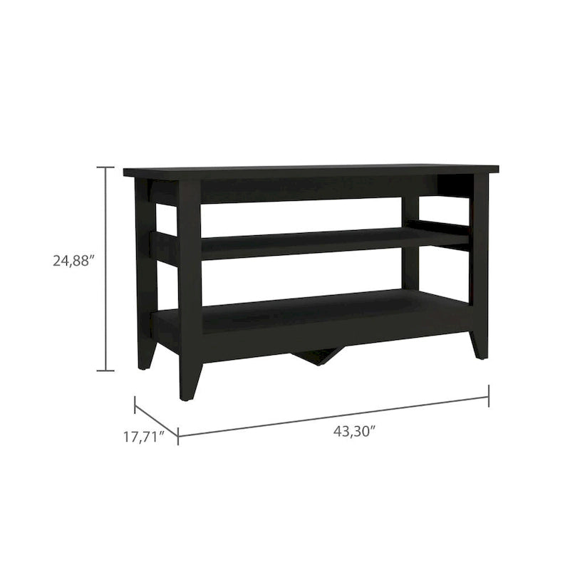 Banc de rangement avec 2 étagères ouvertes et 4 pieds