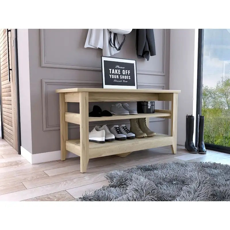 Banc de rangement avec 2 étagères ouvertes et 4 pieds