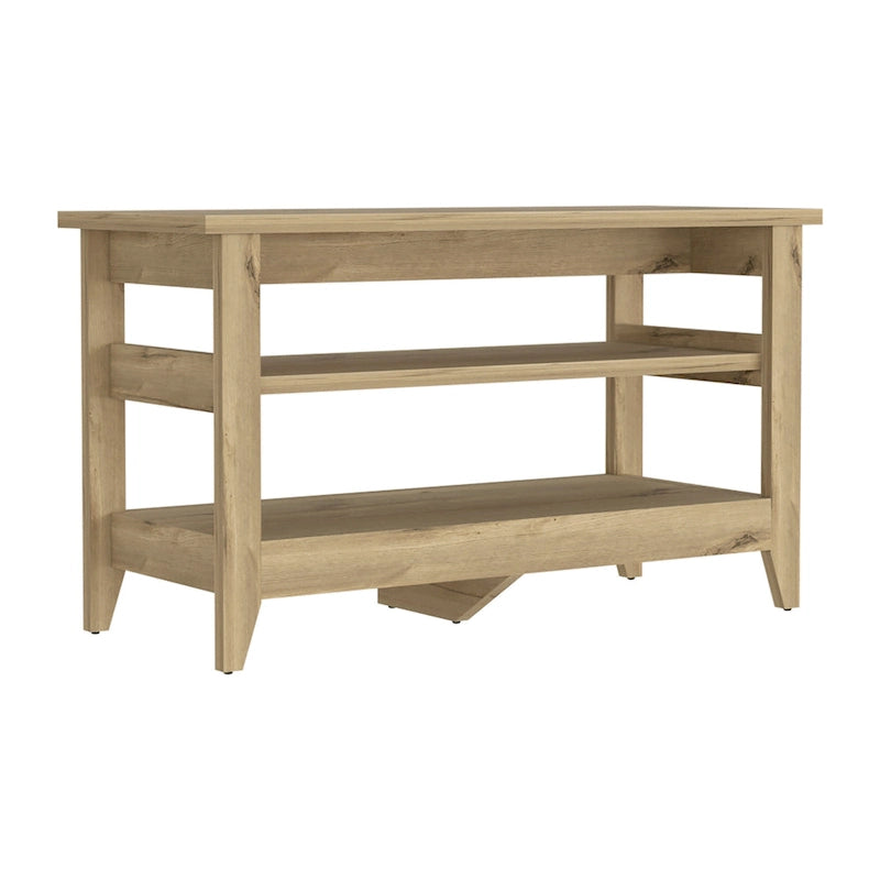 Banc de rangement avec 2 étagères ouvertes et 4 pieds