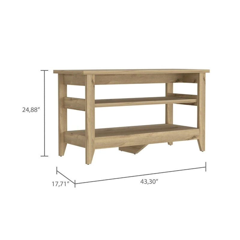 Banc de rangement avec 2 étagères ouvertes et 4 pieds