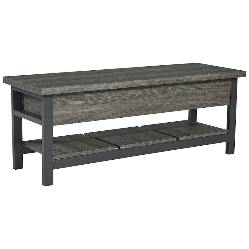 Banc de rangement avec abattant et étagère à lattes - 48L x 16P x 18H