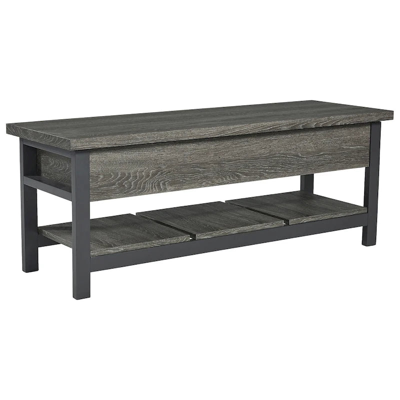 Banc de rangement avec abattant et étagère à lattes - 48L x 16P x 18H