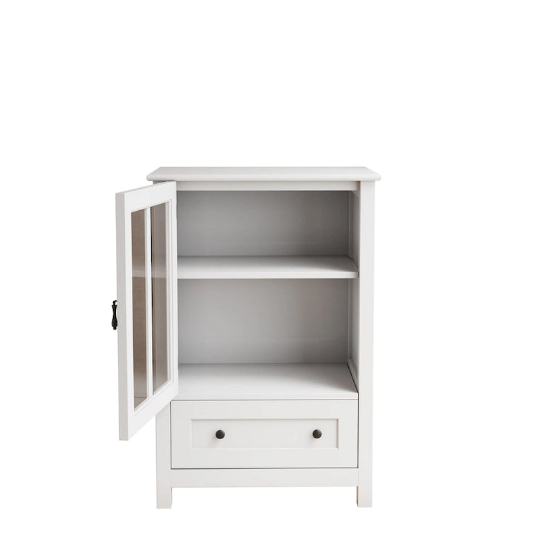 Meuble de rangement buffet avec double porte vitrée et poignée unique en forme de cloche