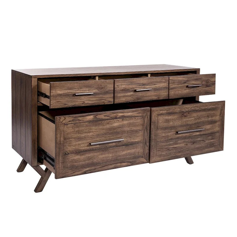 Bureau crédence en châtaignier patiné