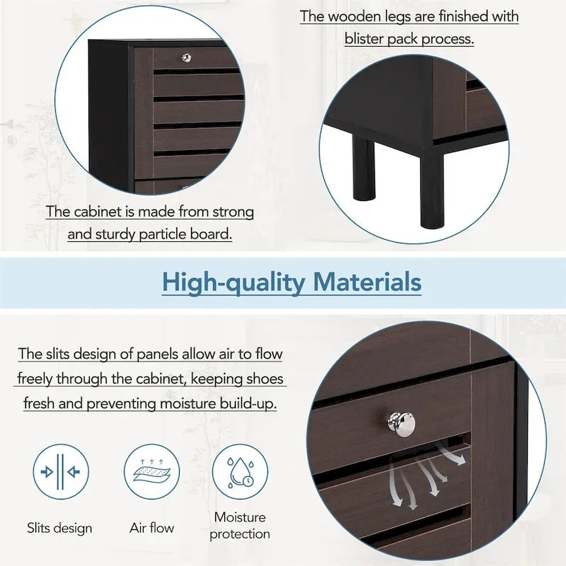 Meuble à chaussures slim et minimaliste avec patères, 3 tiroirs à abattant