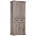 Meuble de rangement de cuisine autoportant de 72 po, armoire de rangement haute avec 2 placards à portes, 2 tiroirs et étagères réglables