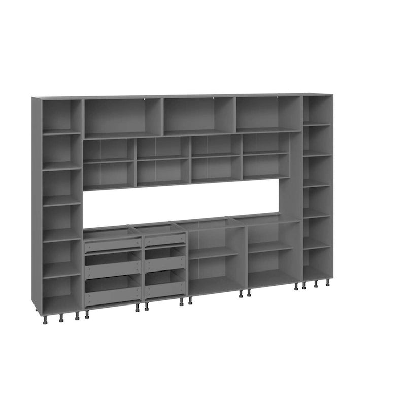 Ensemble de meubles de cuisine blancs brillants, 3,65 m de large - 143x24