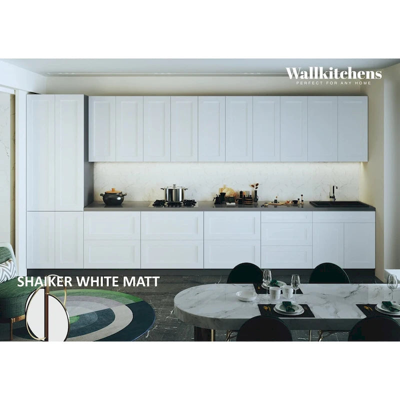 Ensemble de meubles de cuisine blanc mat, 4,5 m de large - 182x24