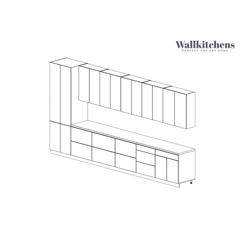 Ensemble de meubles de cuisine blanc mat, 4,5 m de large - 182x24