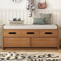 Banc de rangement rustique avec 2 tiroirs, un espace de rangement caché et 3 faux tiroirs sur le dessus, banc à chaussures pour le salon ou l'entrée