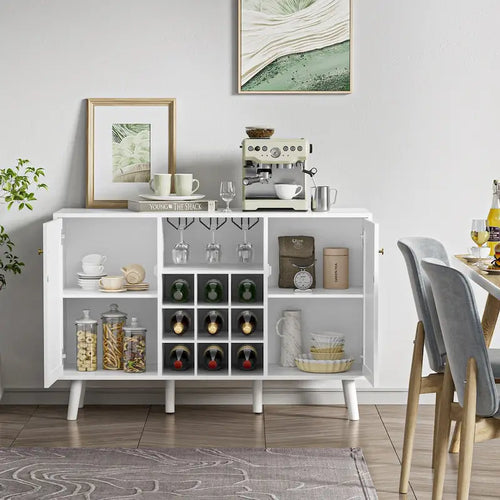 Buffet de cuisine moderne à 2 portes avec casier à vin et porte-verres