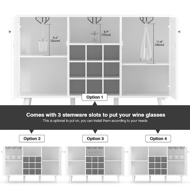 Buffet de cuisine moderne à 2 portes avec casier à vin et porte-verres