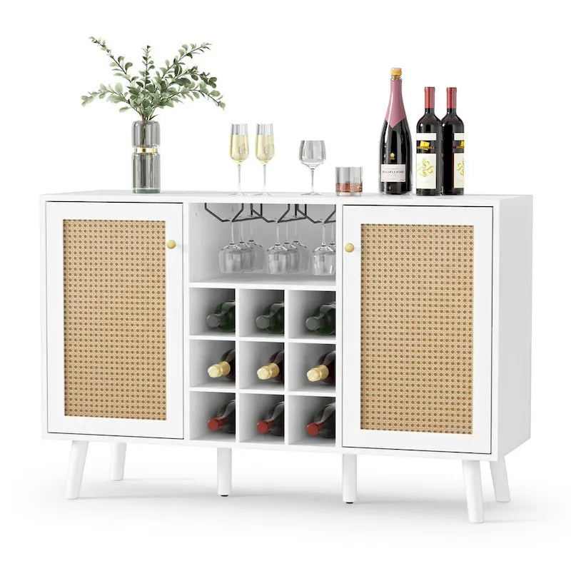 Buffet de cuisine moderne à 2 portes avec casier à vin et porte-verres
