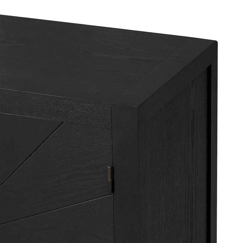 Meuble en placage de frêne avec portes à motif de lignes rayonnantes