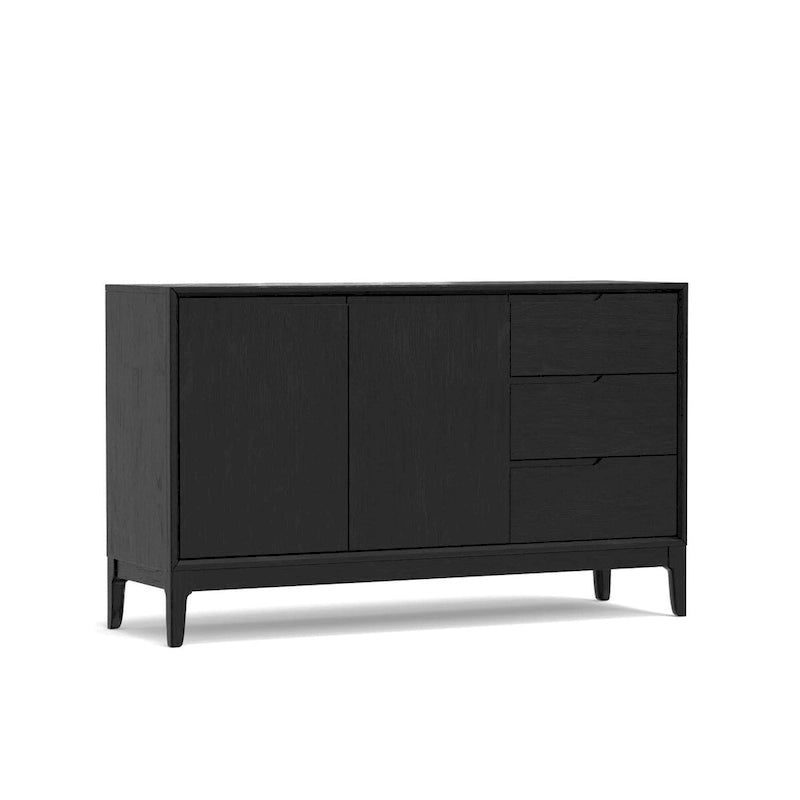 Console Cove avec 3 tiroirs et 2 placards, noir vintage