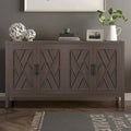 Buffet 4 portes en bois twill de style campagnard américain vintage pour salon, salle à manger ou entrée.