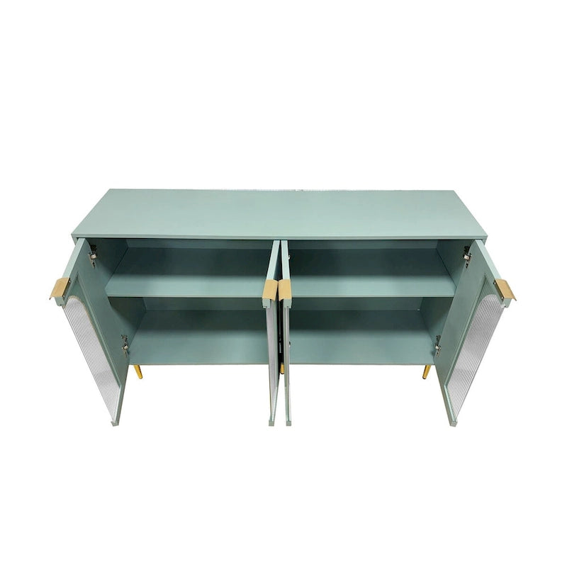 Meuble d'appoint – Buffet/Bahut en bois laqué avec 4 portes vitrées – Armoire de rangement pour salon