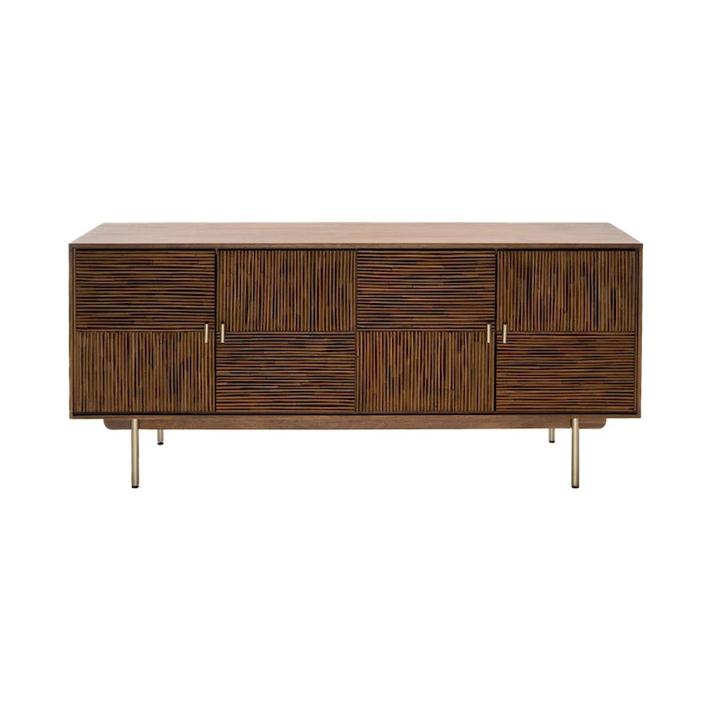 Bahut de 160 cm de large avec bois d'acacia et portes en rotin