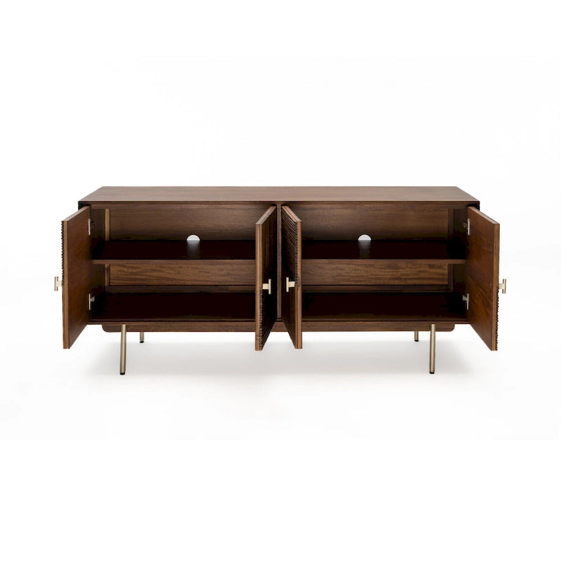 Bahut de 160 cm de large avec bois d'acacia et portes en rotin