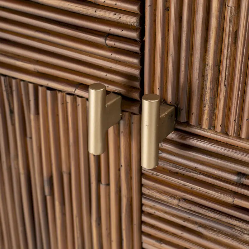 Bahut de 160 cm de large avec bois d'acacia et portes en rotin