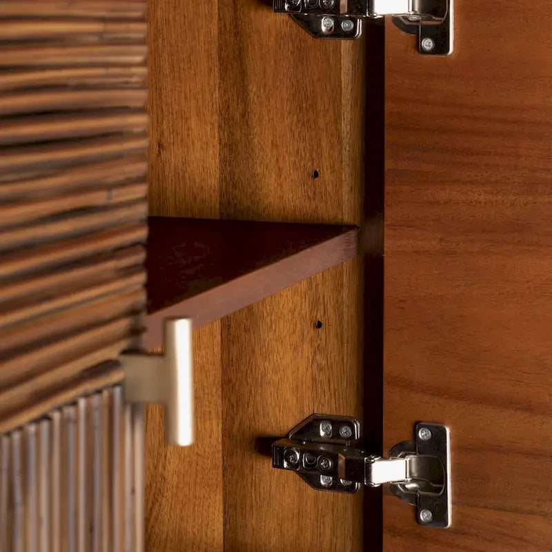Bahut de 160 cm de large avec bois d'acacia et portes en rotin