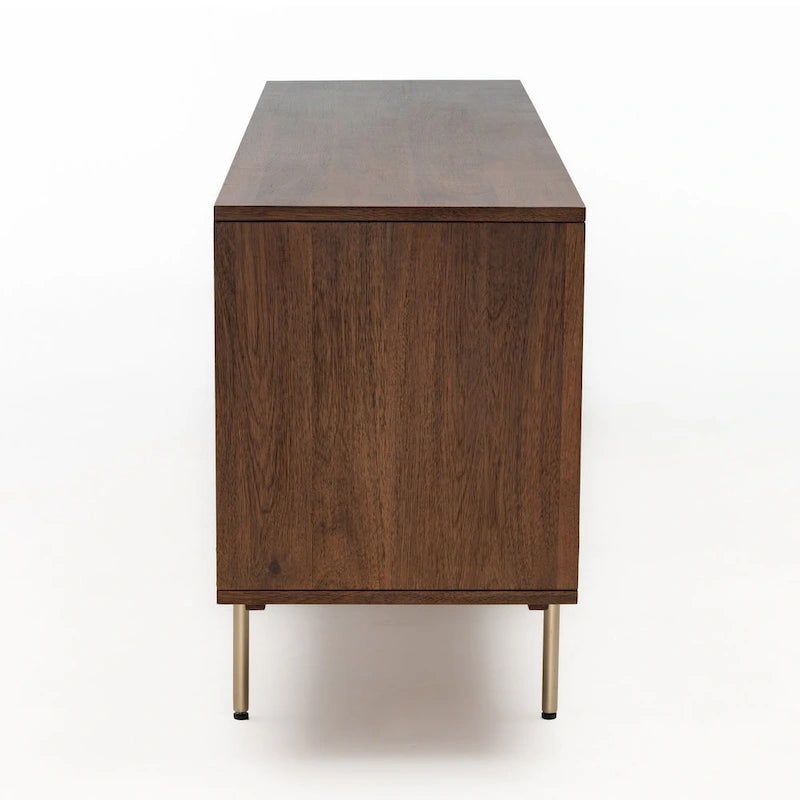 Bahut de 160 cm de large avec bois d'acacia et portes en rotin