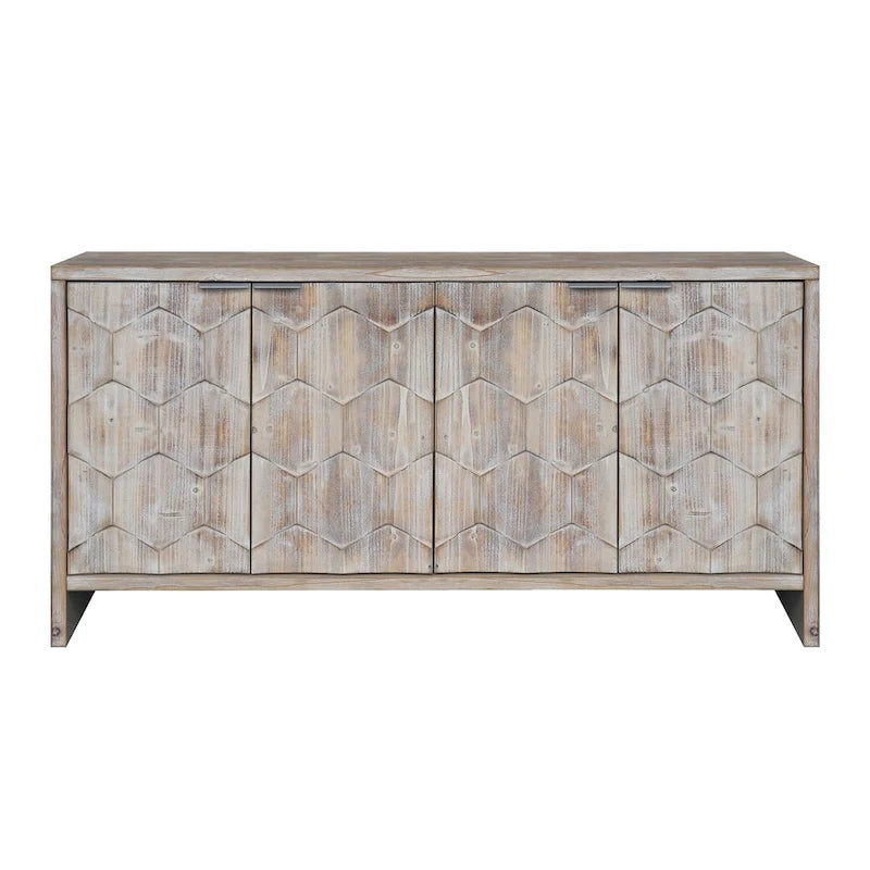 Meuble d'appoint de style rustique avec 4 portes en bois, buffet et vaisselier de rangement, pour le salon, l'entrée