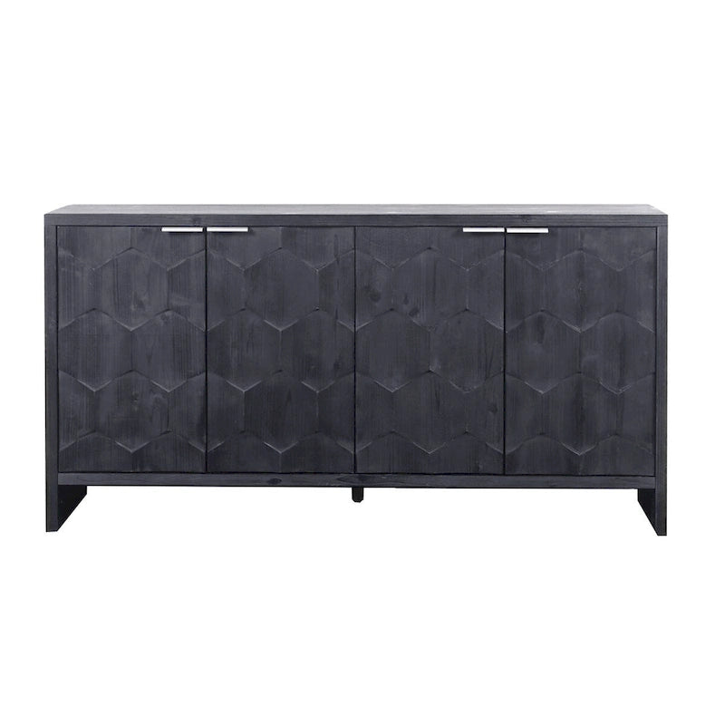 Meuble d'appoint de style rustique avec 4 portes en bois, buffet et vaisselier de rangement, pour le salon, l'entrée