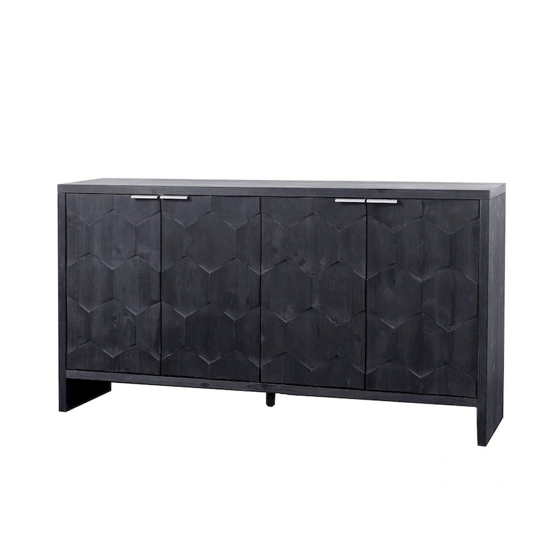 Meuble d'appoint de style rustique avec 4 portes en bois, buffet et vaisselier de rangement, pour le salon, l'entrée