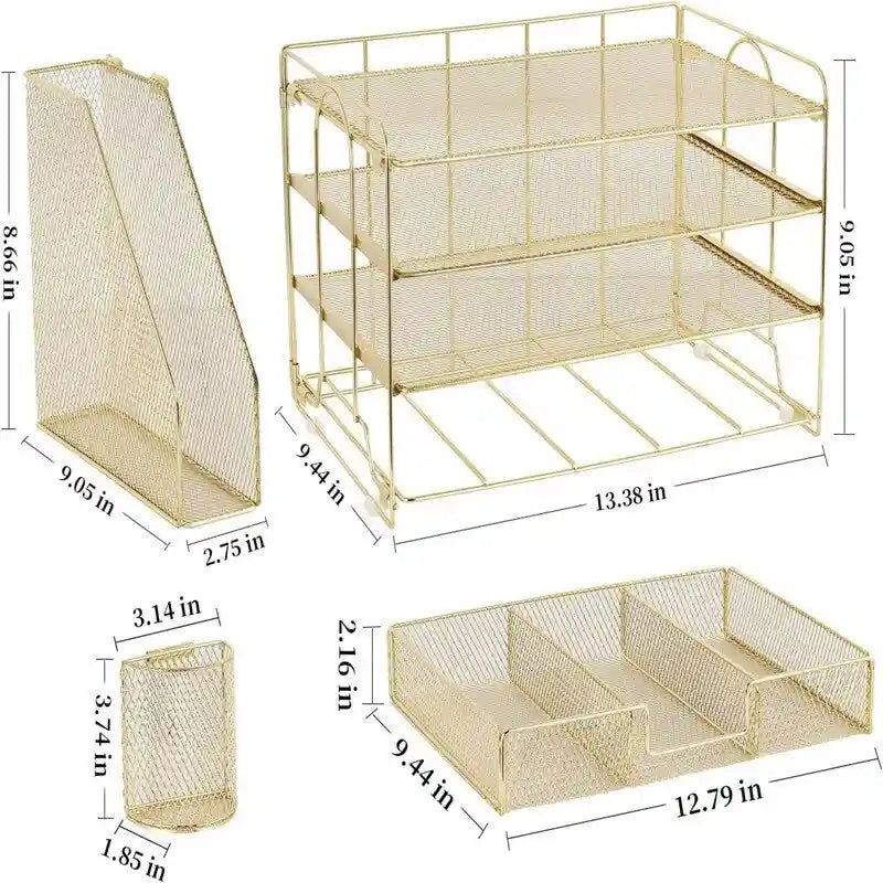 Organisateurs de bureau 4 niveaux avec tiroirs à courrier - 9.44P x 13.38L x 9.05H