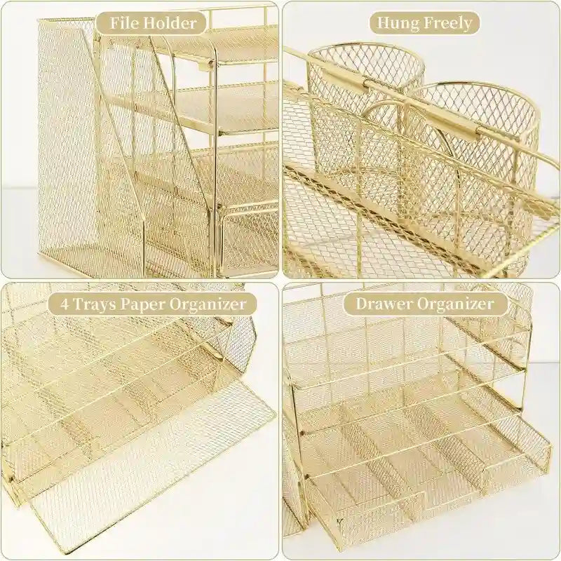 Organisateurs de bureau 4 niveaux avec tiroirs à courrier - 9.44P x 13.38L x 9.05H