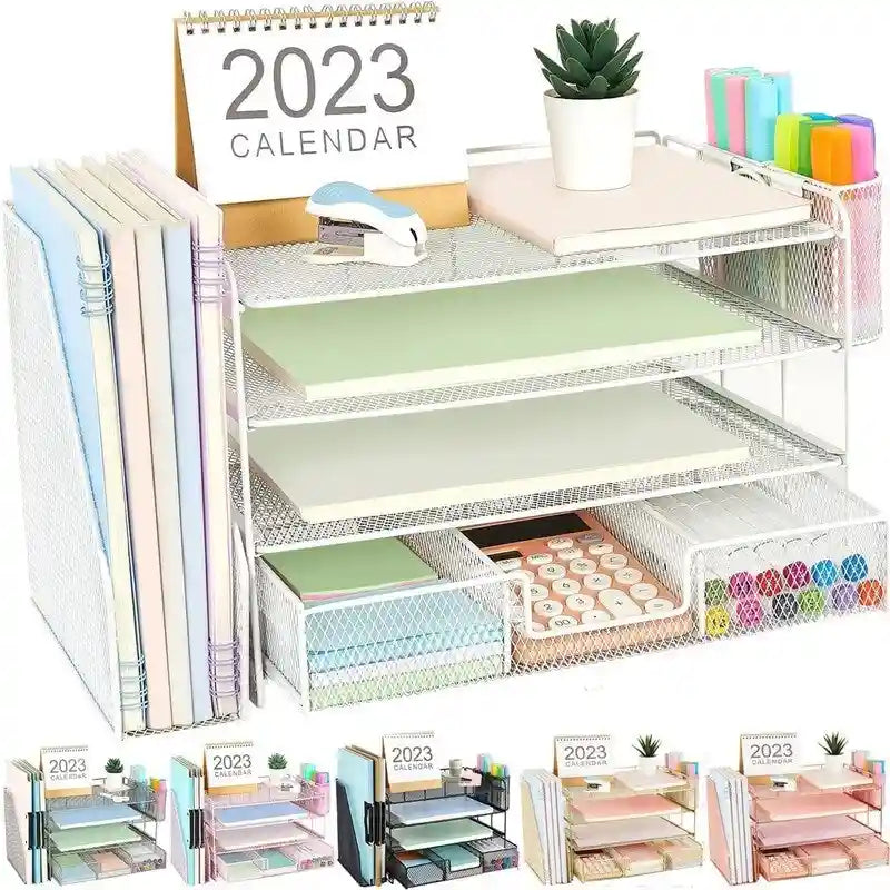 Organisateurs de bureau 4 niveaux avec tiroirs à courrier - 9.44P x 13.38L x 9.05H
