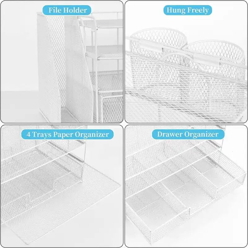 Organisateurs de bureau 4 niveaux avec tiroirs à courrier - 9.44P x 13.38L x 9.05H