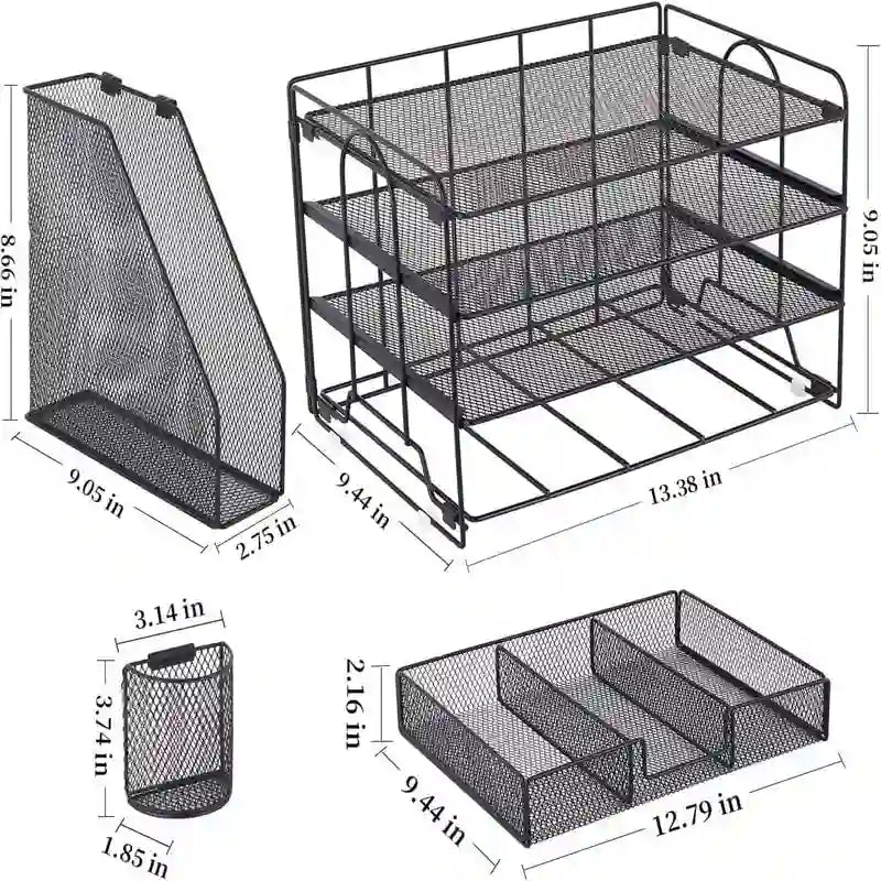 Organisateurs de bureau 4 niveaux avec tiroirs à courrier - 9.44P x 13.38L x 9.05H