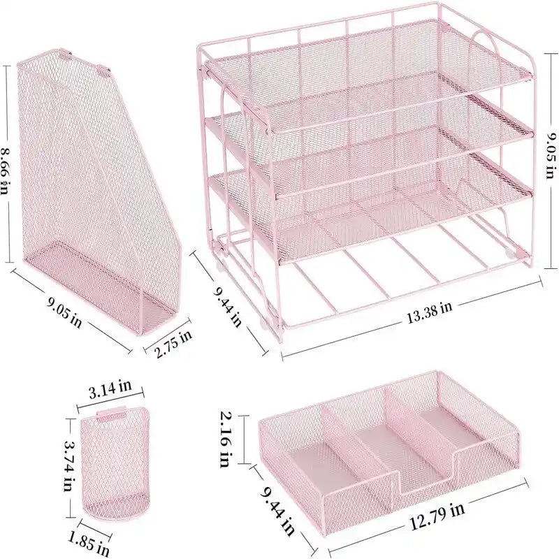 Organisateurs de bureau 4 niveaux avec tiroirs à courrier - 9.44P x 13.38L x 9.05H