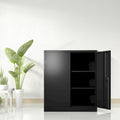 Armoire de rangement métallique avec 2 portes et 2 étagères, conception verrouillable, parfaite pour les solutions de rangement de bureau, de garage, d'entrepôt
