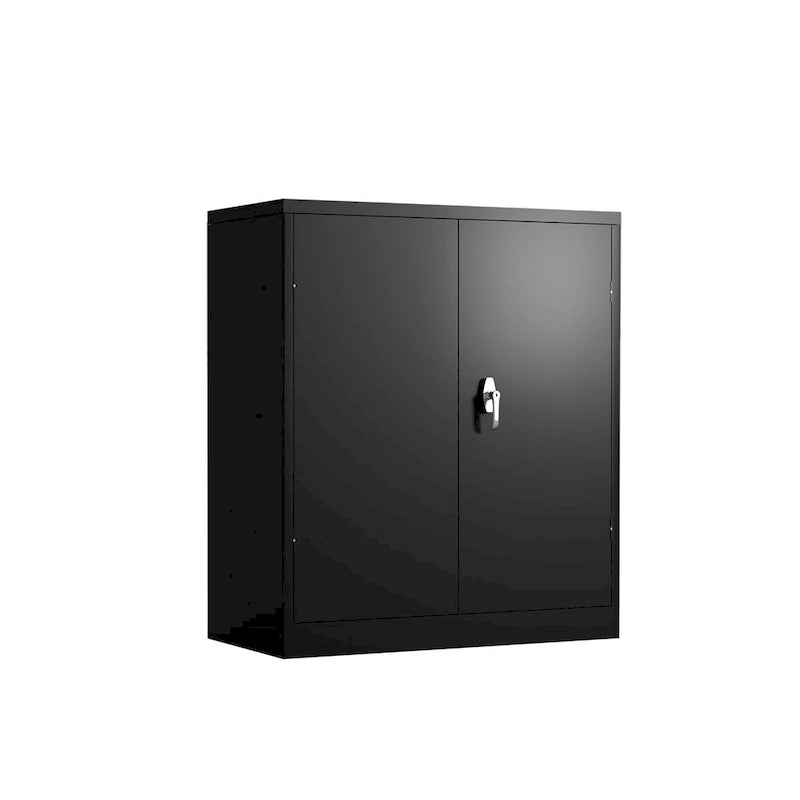 Armoire de rangement métallique avec 2 portes et 2 étagères, conception verrouillable, parfaite pour les solutions de rangement de bureau, de garage, d'entrepôt