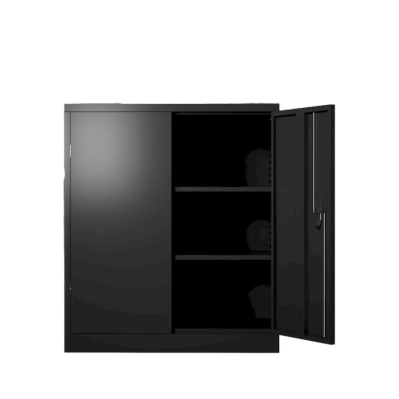 Armoire de rangement métallique avec 2 portes et 2 étagères, conception verrouillable, parfaite pour les solutions de rangement de bureau, de garage, d'entrepôt