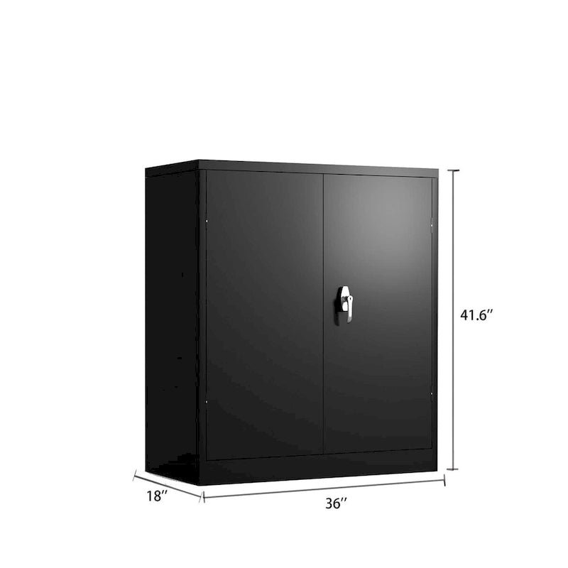 Armoire de rangement métallique avec 2 portes et 2 étagères, conception verrouillable, parfaite pour les solutions de rangement de bureau, de garage, d'entrepôt