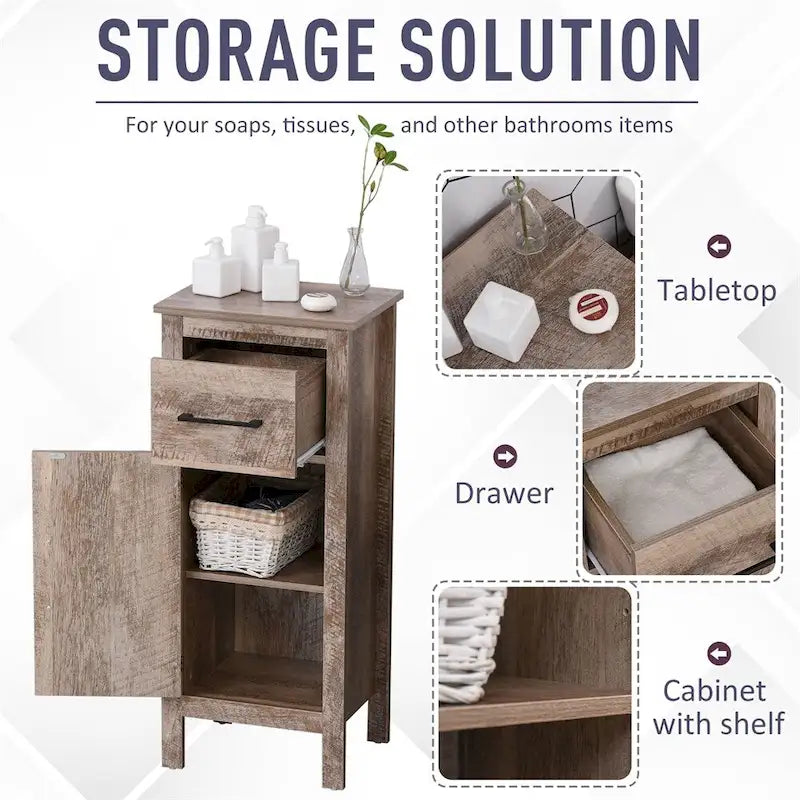 Armoire de salle de bain avec tiroir et étagère réglable