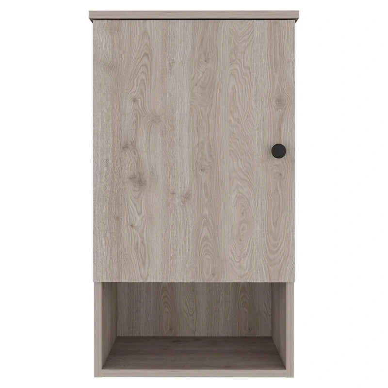Armoire à pharmacie avec deux étagères internes, finition chêne clair / blanc