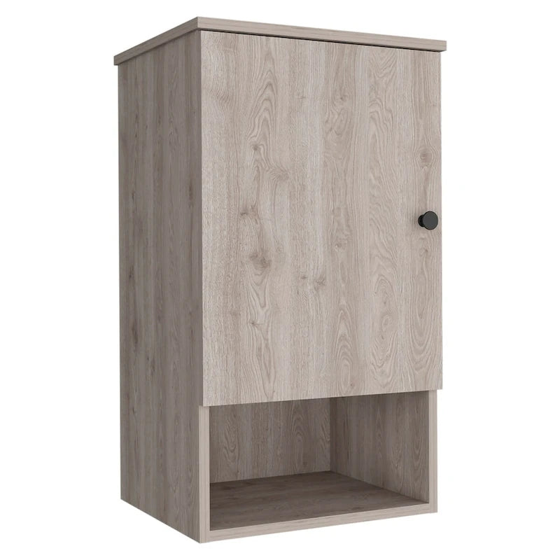 Armoire à pharmacie avec deux étagères internes, finition chêne clair / blanc
