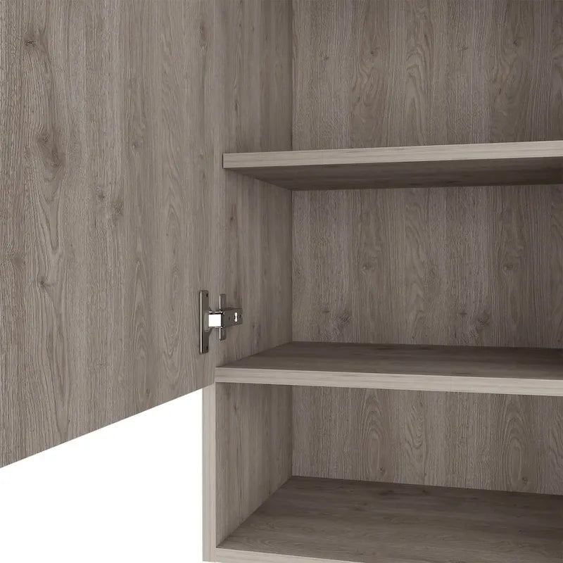 Armoire à pharmacie avec deux étagères internes, finition chêne clair / blanc