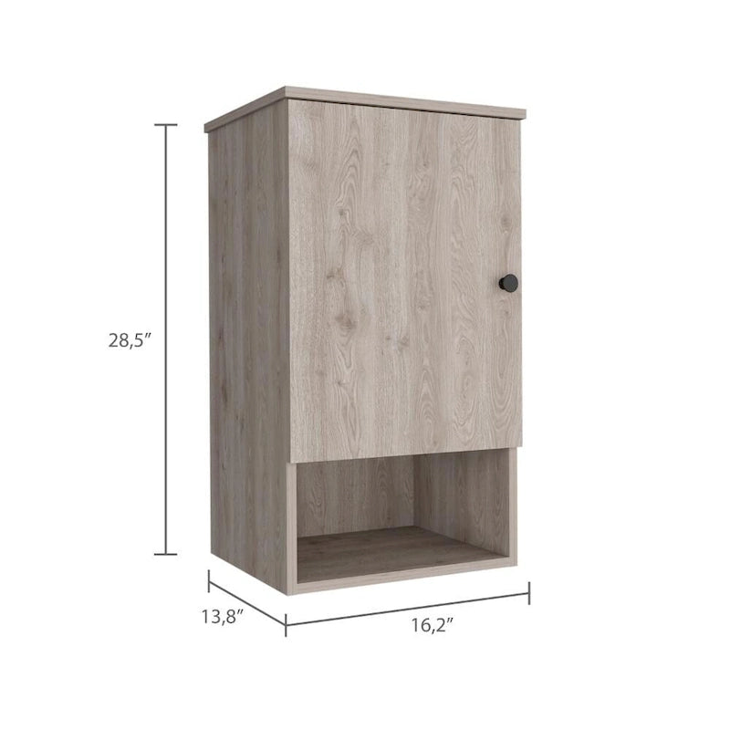 Armoire à pharmacie avec deux étagères internes, finition chêne clair / blanc